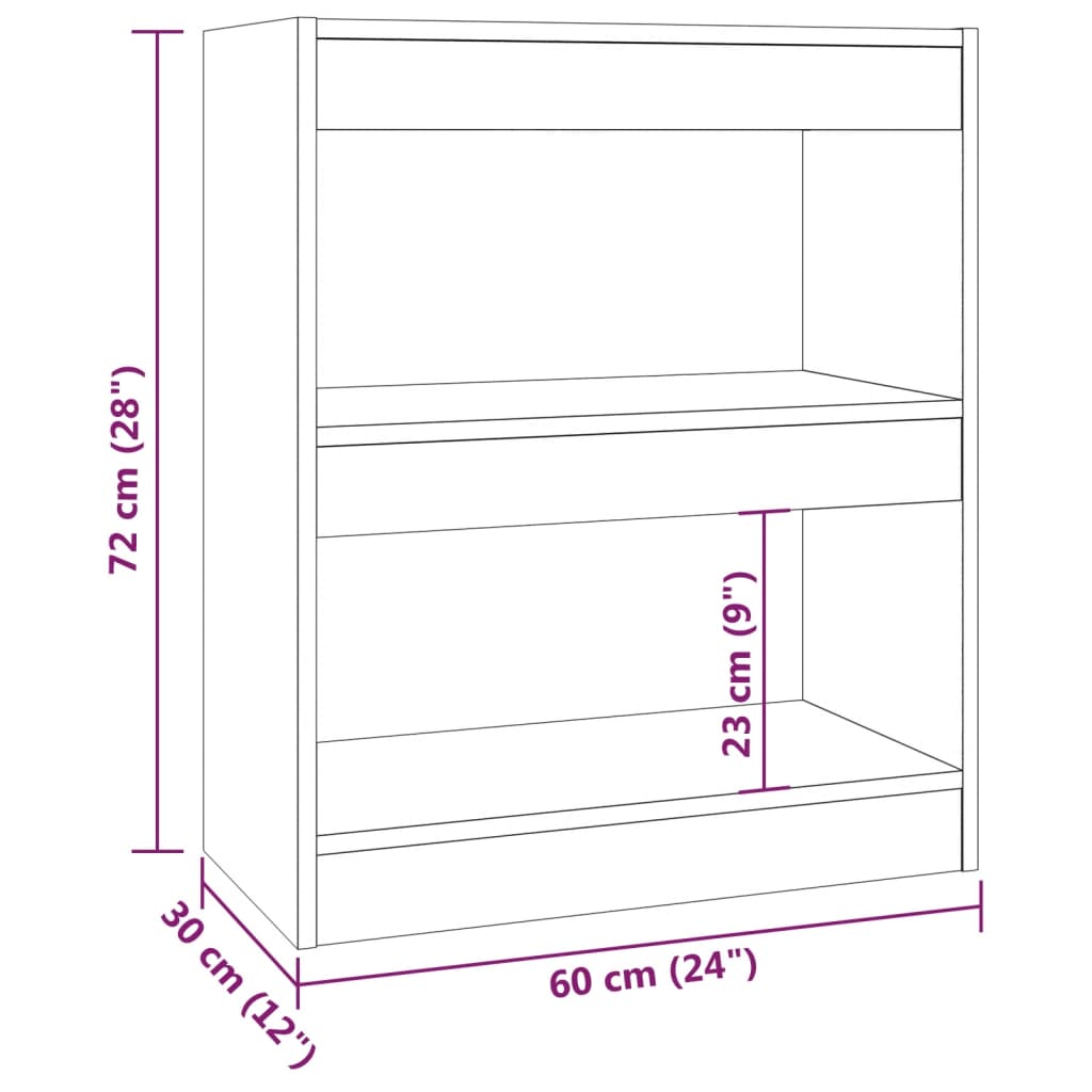 Boekenkast/Kamerscherm 60X30X72 Cm Sonoma Eikenkleurig