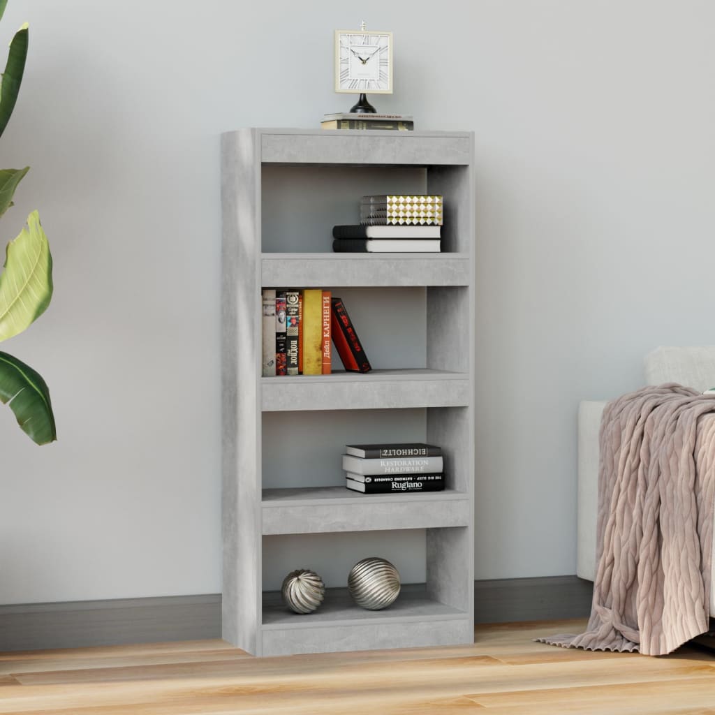 Boekenkast/Kamerscherm 60X30X135 Cm Bewerkt Hout Betongrijs