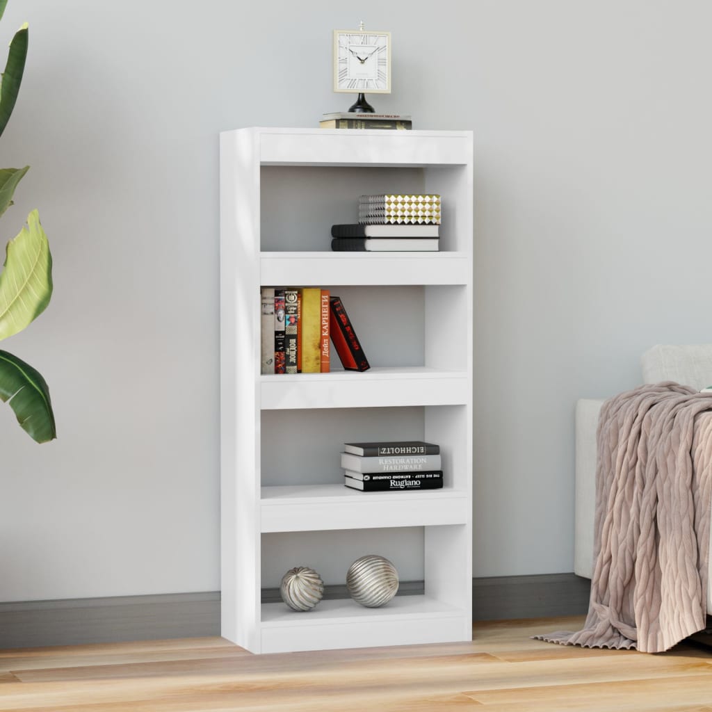 Boekenkast/Kamerscherm 60X30X135 Cm Bewerkt Hout Hoogglans Wit