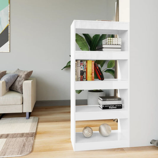 Boekenkast/Kamerscherm 60X30X135 Cm Bewerkt Hout Hoogglans Wit