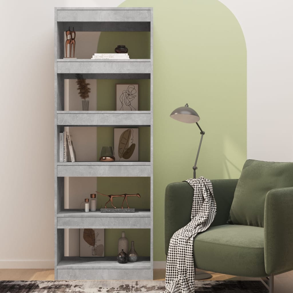 Boekenkast/Kamerscherm 60X30X166 Cm Spaanplaat Betongrijs