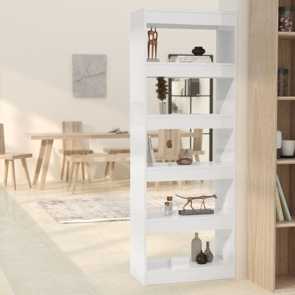Boekenkast/Kamerscherm 60X30X166 Cm Spaanplaat Hoogglans Wit