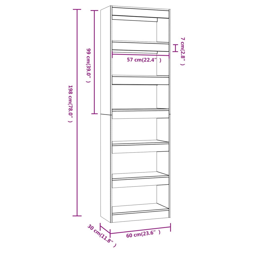 Boekenkast/Kamerscherm 60X30X198 Cm Zwart