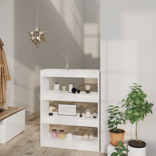 Boekenkast/Kamerscherm 80X30X103 Cm Bewerkt Hout Hoogglans Wit