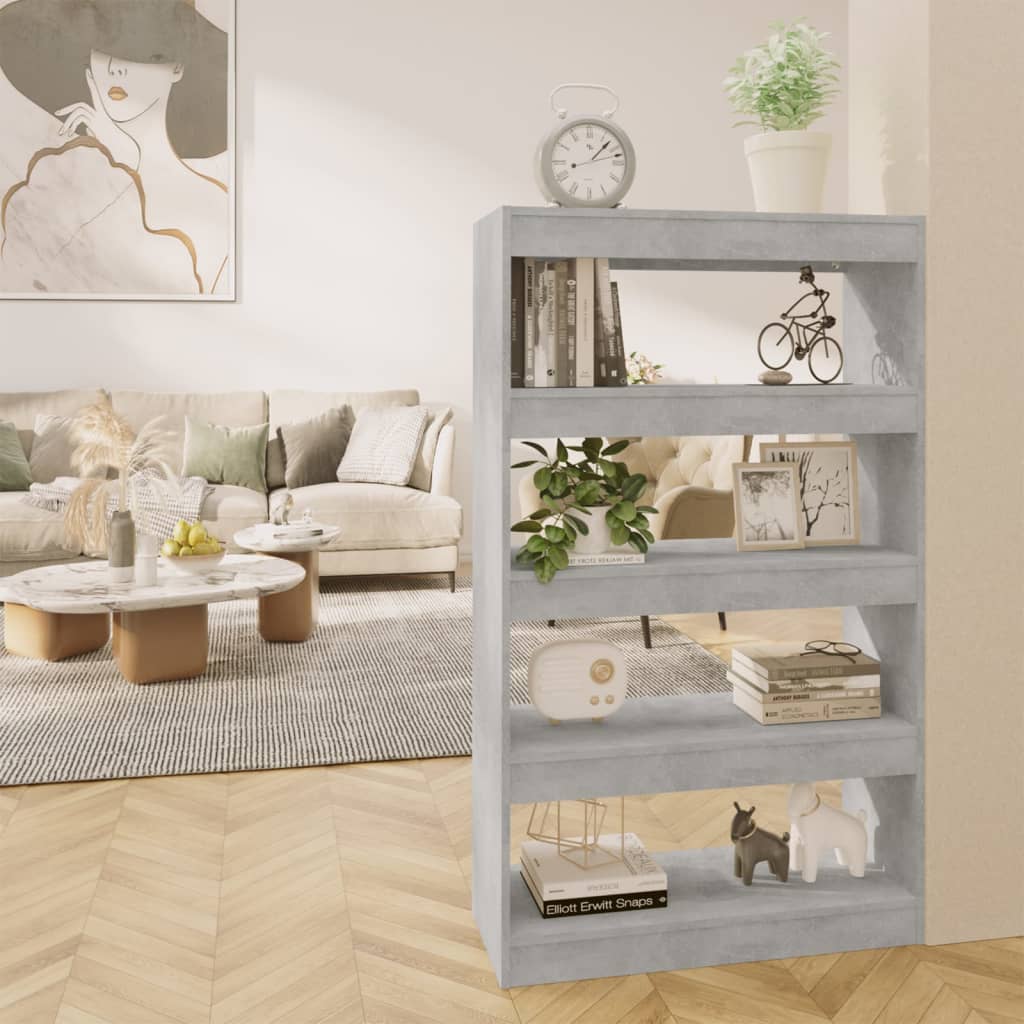 Boekenkast/Kamerscherm 80X30X135 Cm Spaanplaat Betongrijs