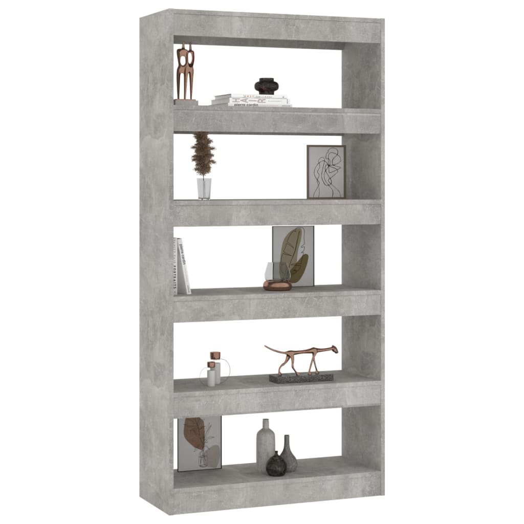Boekenkast/Kamerscherm 80X30X166 Cm Spaanplaat Betongrijs