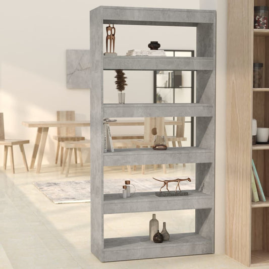 Boekenkast/Kamerscherm 80X30X166 Cm Spaanplaat Betongrijs