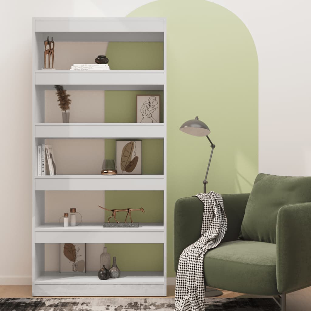 Boekenkast/Kamerscherm 80X30X166 Cm Spaanplaat Hoogglans Wit