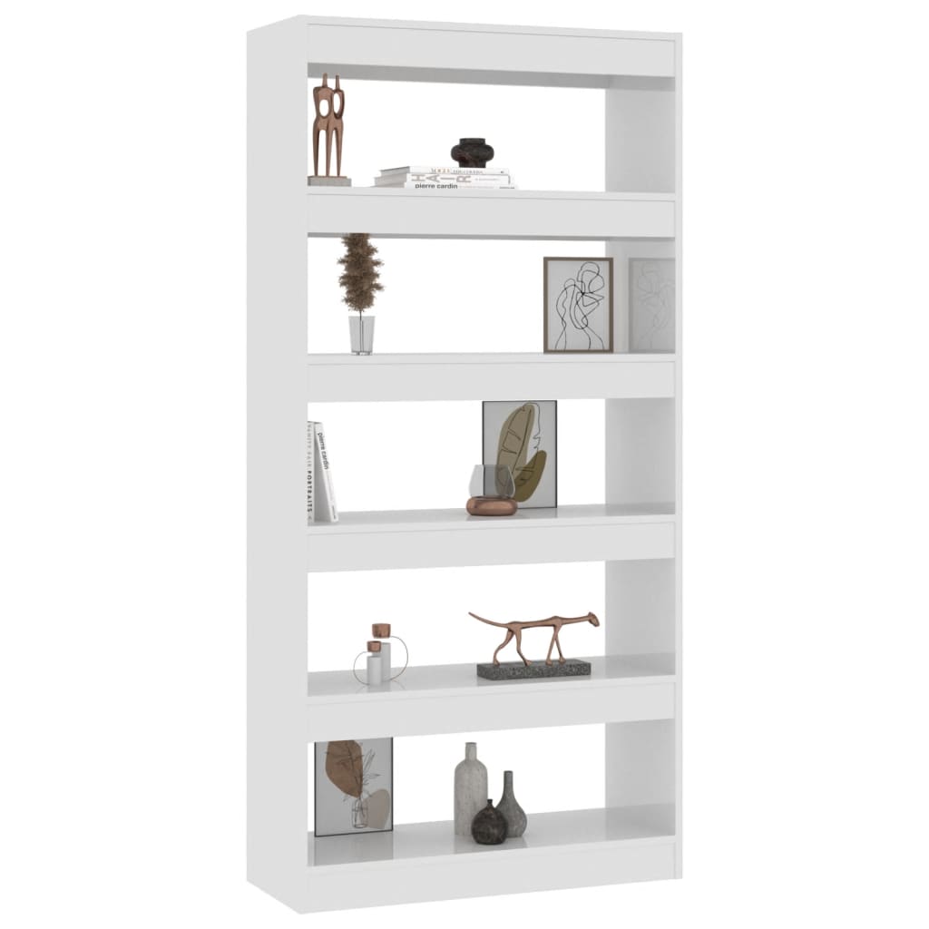 Boekenkast/Kamerscherm 80X30X166 Cm Spaanplaat Hoogglans Wit