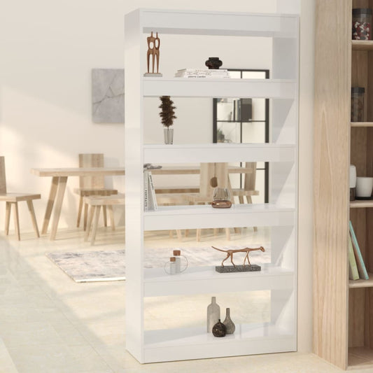 Boekenkast/Kamerscherm 80X30X166 Cm Spaanplaat Hoogglans Wit