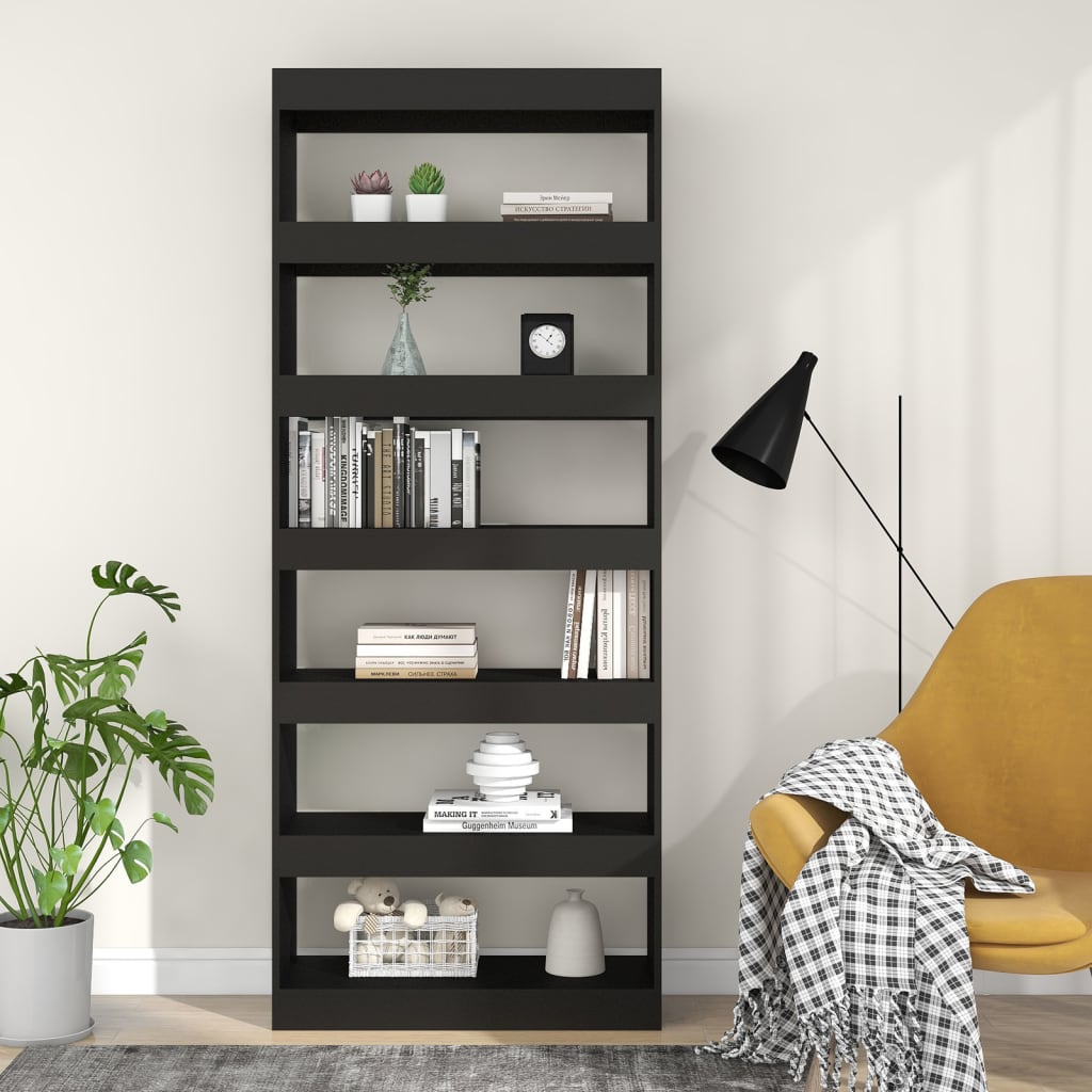 Boekenkast/Kamerscherm 80X30X198 Cm Spaanplaat Zwart