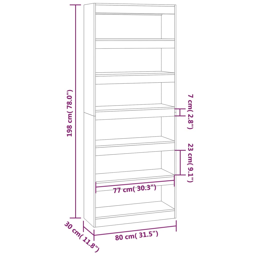 Boekenkast/Kamerscherm 80X30X198 Cm Spaanplaat Zwart