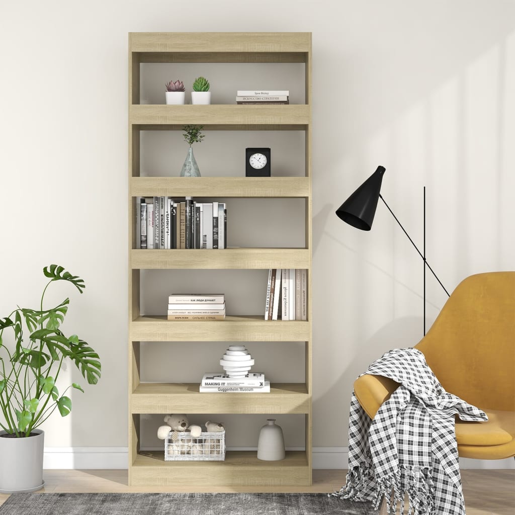 Boekenkast/Kamerscherm 80X30X198 Cm Spaanplaat Sonoma Eiken