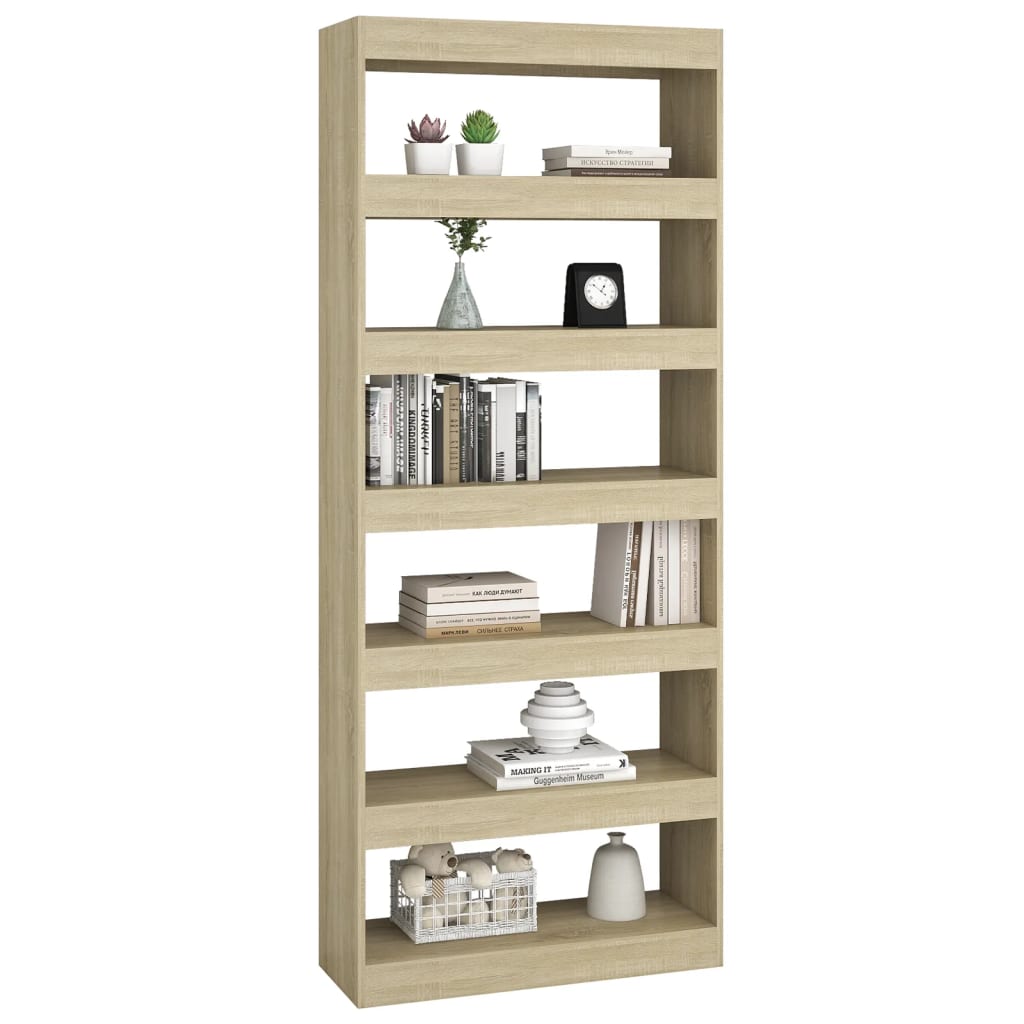Boekenkast/Kamerscherm 80X30X198 Cm Spaanplaat Sonoma Eiken