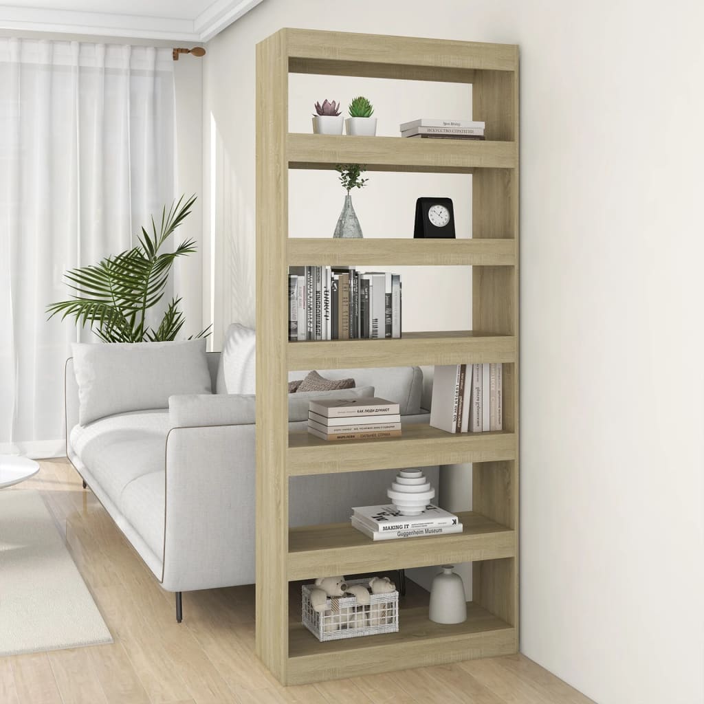 Boekenkast/Kamerscherm 80X30X198 Cm Spaanplaat Sonoma Eiken