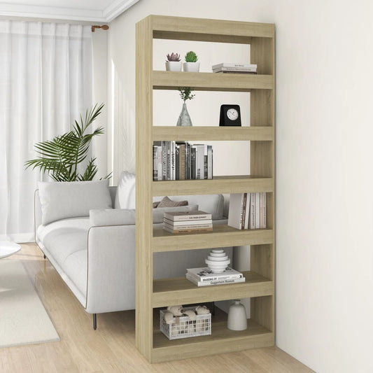 Boekenkast/Kamerscherm 80X30X198 Cm Spaanplaat Sonoma Eiken