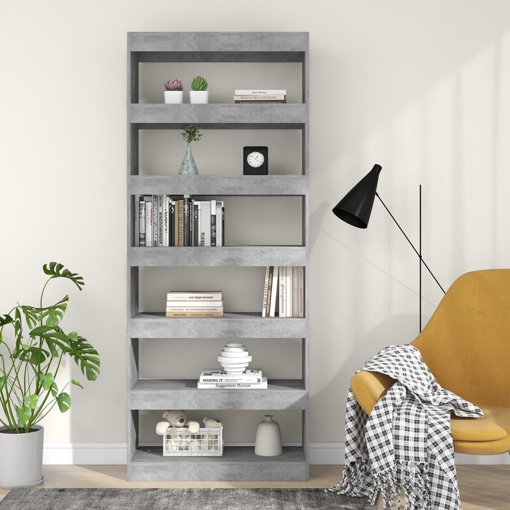 Boekenkast/Kamerscherm 80X30X198 Cm Spaanplaat Betongrijs