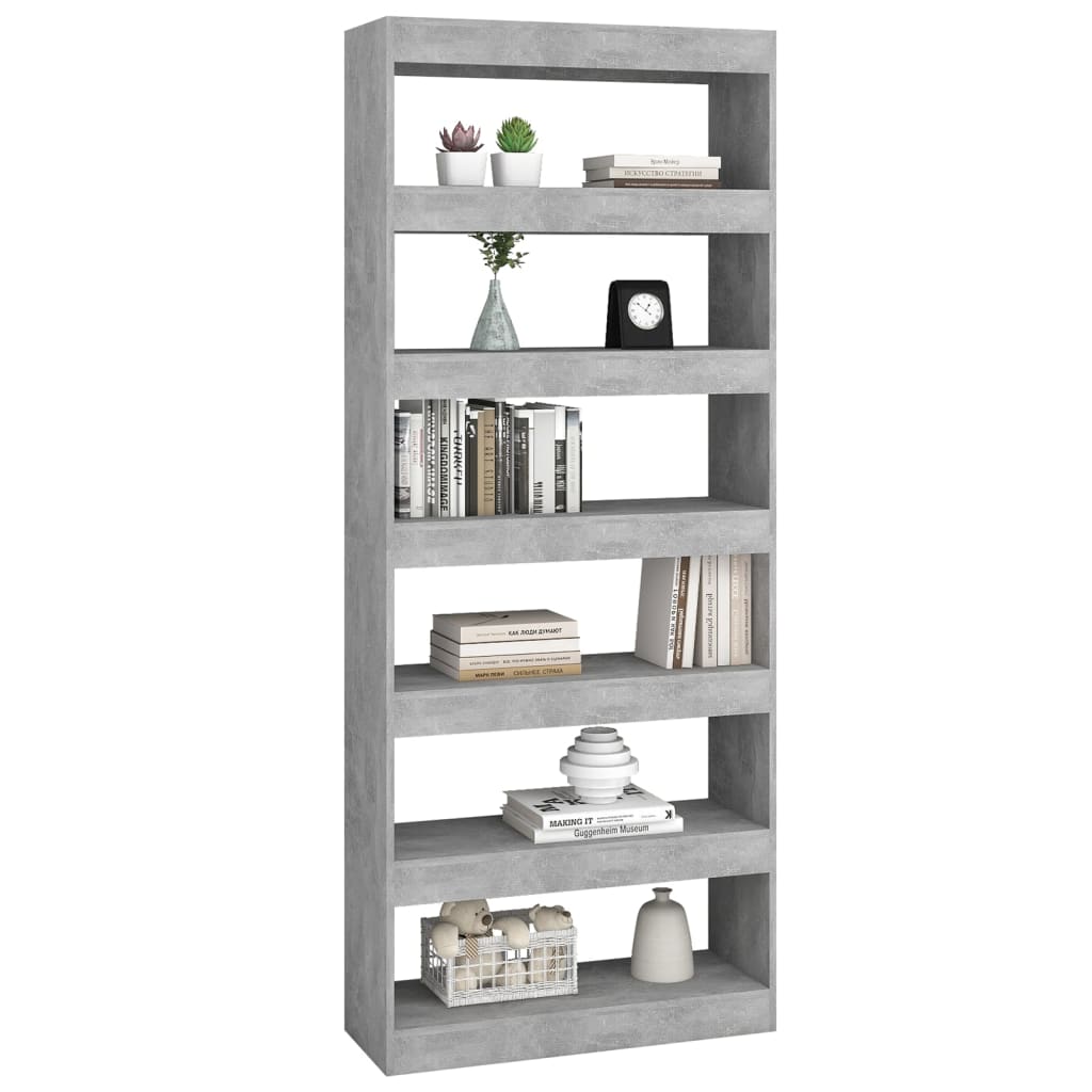 Boekenkast/Kamerscherm 80X30X198 Cm Spaanplaat Betongrijs