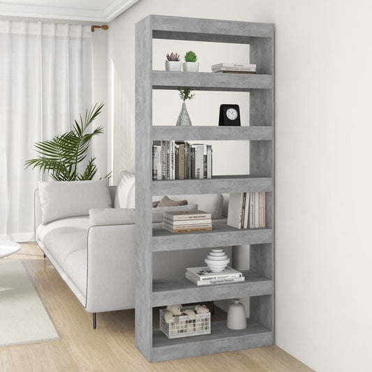 Boekenkast/Kamerscherm 80X30X198 Cm Spaanplaat Betongrijs