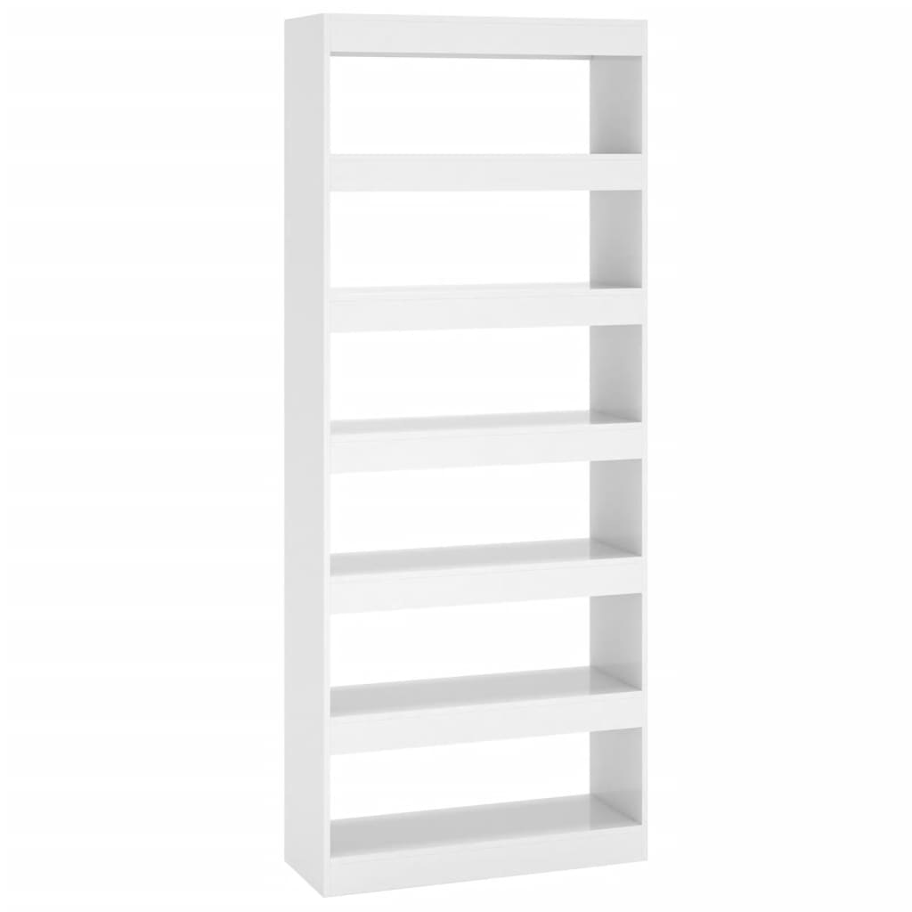 Boekenkast/Kamerscherm 80X30X198 Cm Spaanplaat Hoogglans Wit