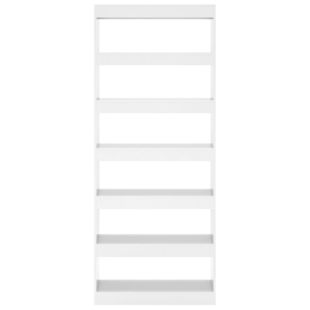 Boekenkast/Kamerscherm 80X30X198 Cm Spaanplaat Hoogglans Wit