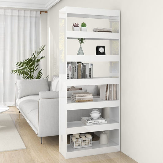 Boekenkast/Kamerscherm 80X30X198 Cm Spaanplaat Hoogglans Wit