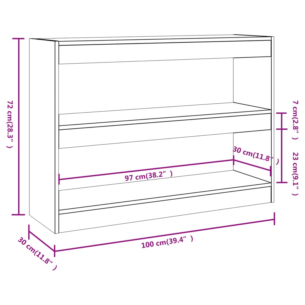 Boekenkast/Kamerscherm 100X30X72 Cm Betongrijs