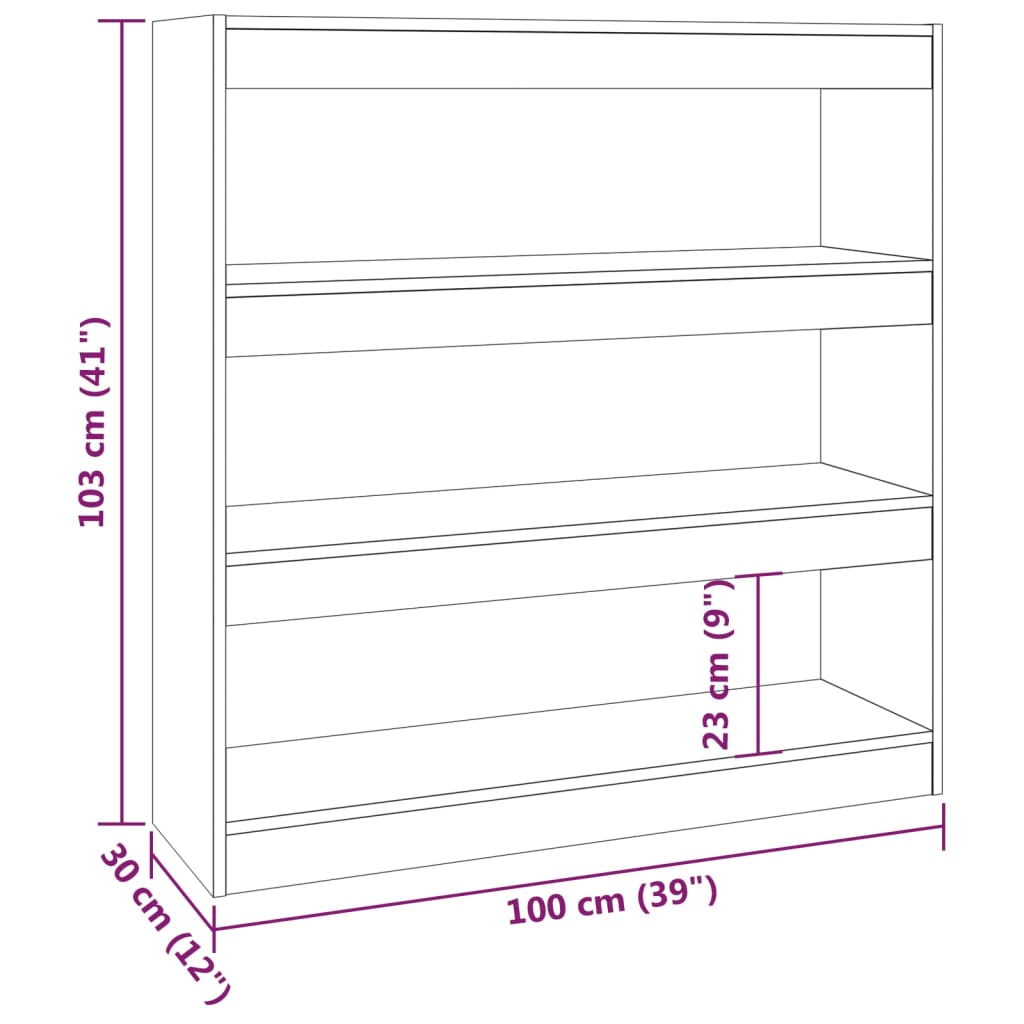Boekenkast/Kamerscherm 100X30X103 Cm Hoogglans Wit