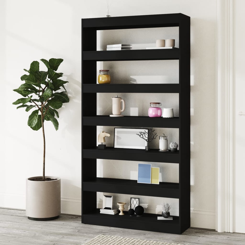 Boekenkast/Kamerscherm 100X30X198 Cm Bewerkt Hout Zwart