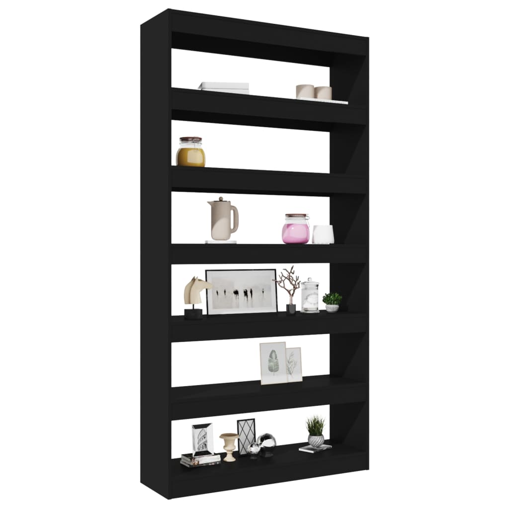 Boekenkast/Kamerscherm 100X30X198 Cm Bewerkt Hout Zwart