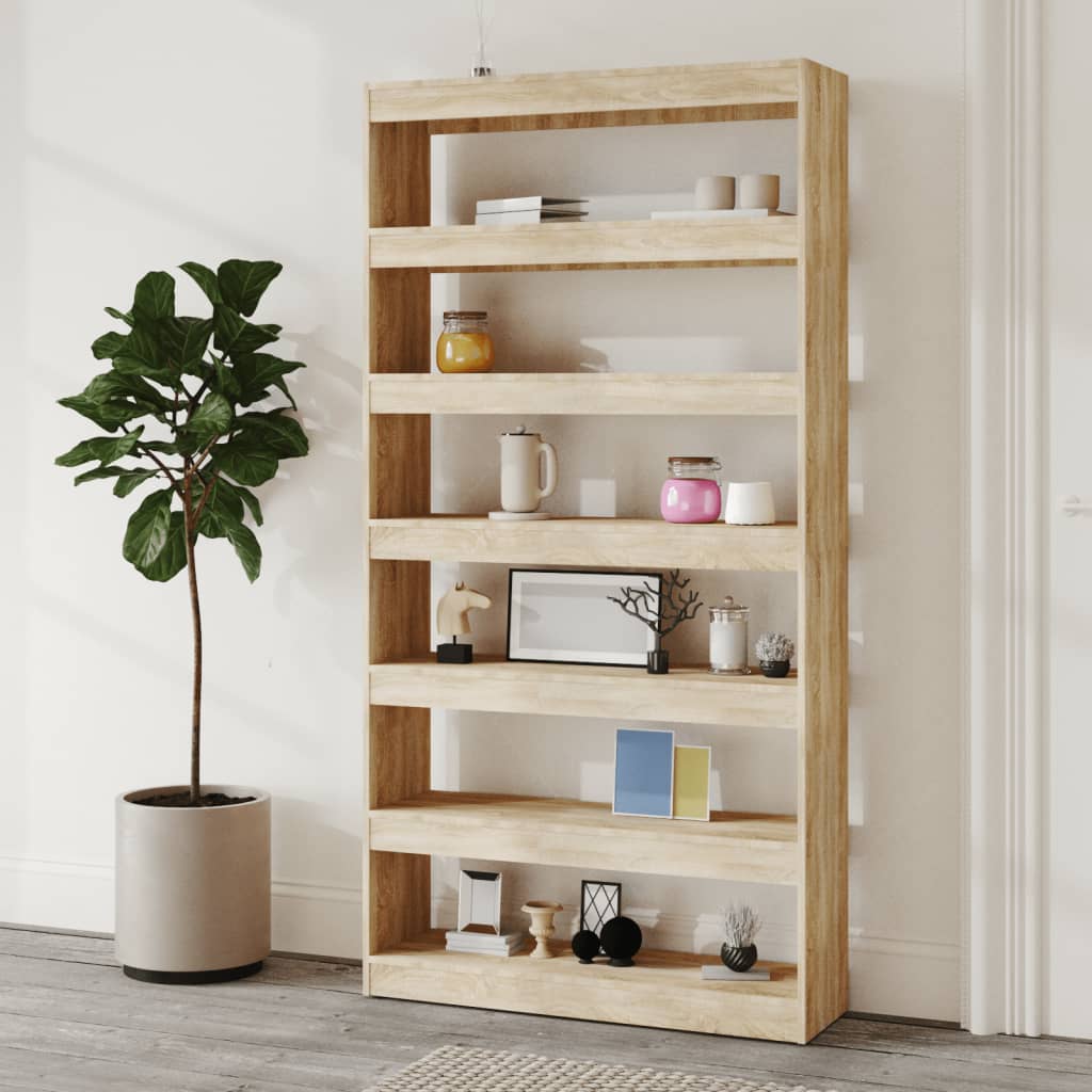 Boekenkast/Kamerscherm 100X30X198 Cm Bewerkt Hout Sonoma Eiken