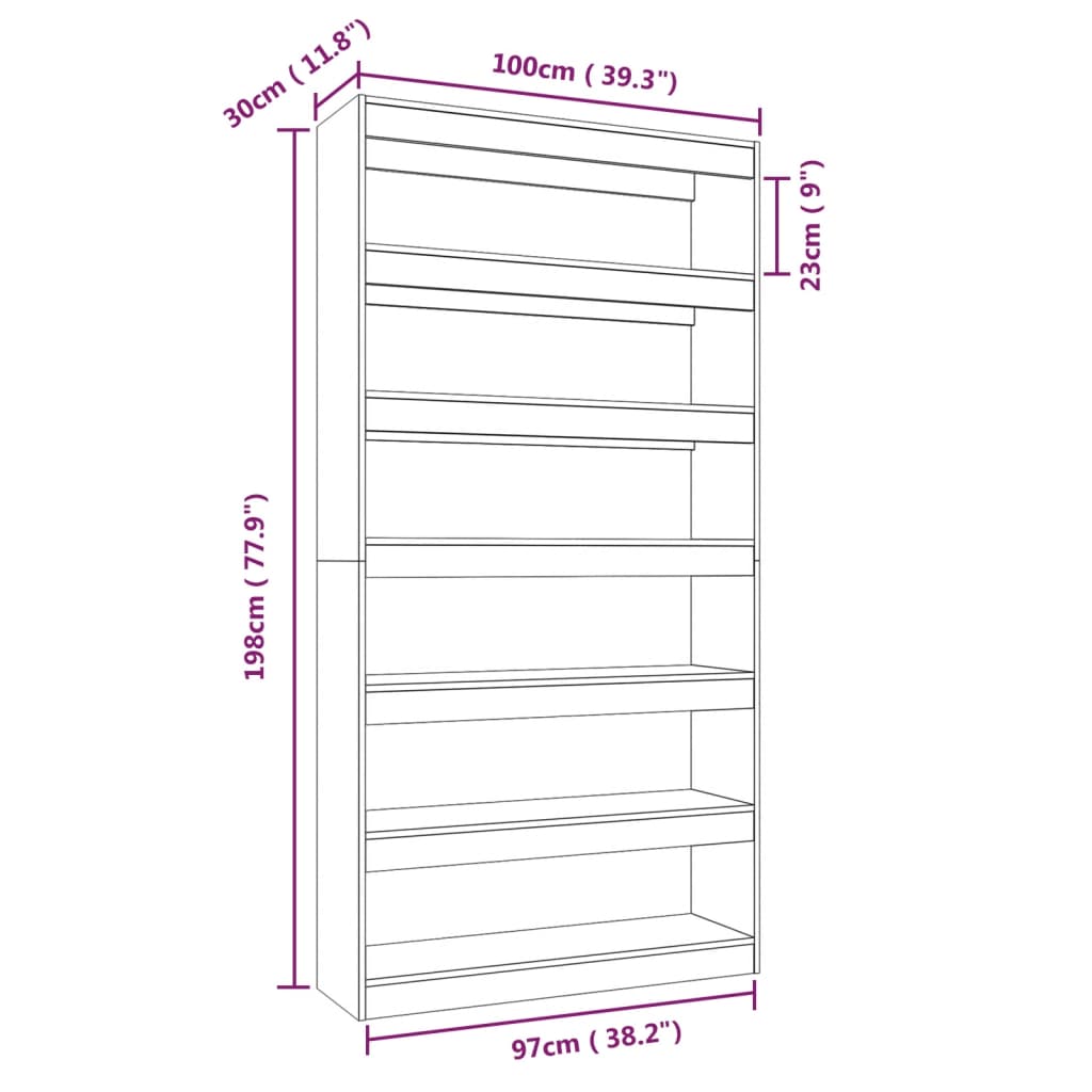 Boekenkast/Kamerscherm 100X30X198 Cm Bewerkt Hout Sonoma Eiken