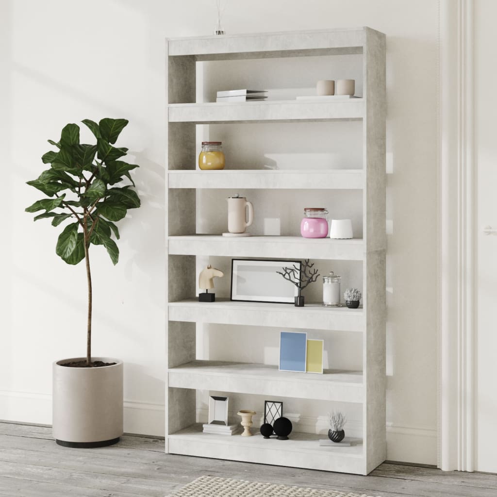 Boekenkast/Kamerscherm 100X30X198 Cm Bewerkt Hout Betongrijs