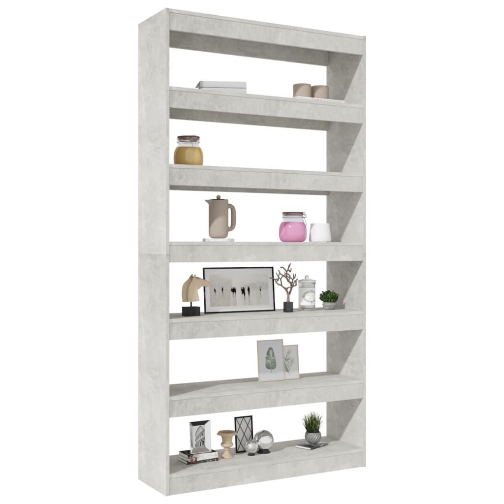 Boekenkast/Kamerscherm 100X30X198 Cm Bewerkt Hout Betongrijs