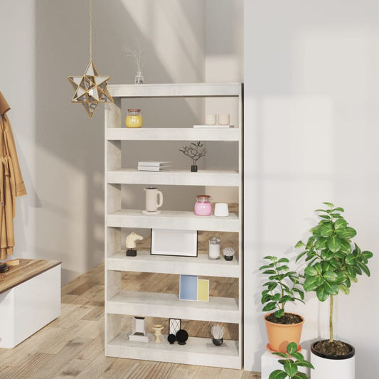 Boekenkast/Kamerscherm 100X30X198 Cm Bewerkt Hout Betongrijs