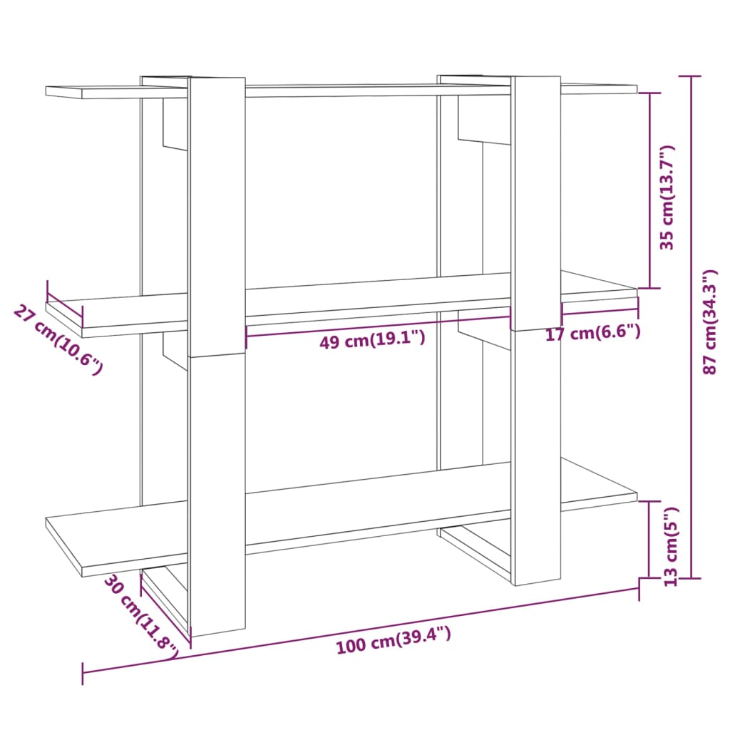 Boekenkast/Kamerscherm 100X30X87 Cm Gerookt Eikenkleurig