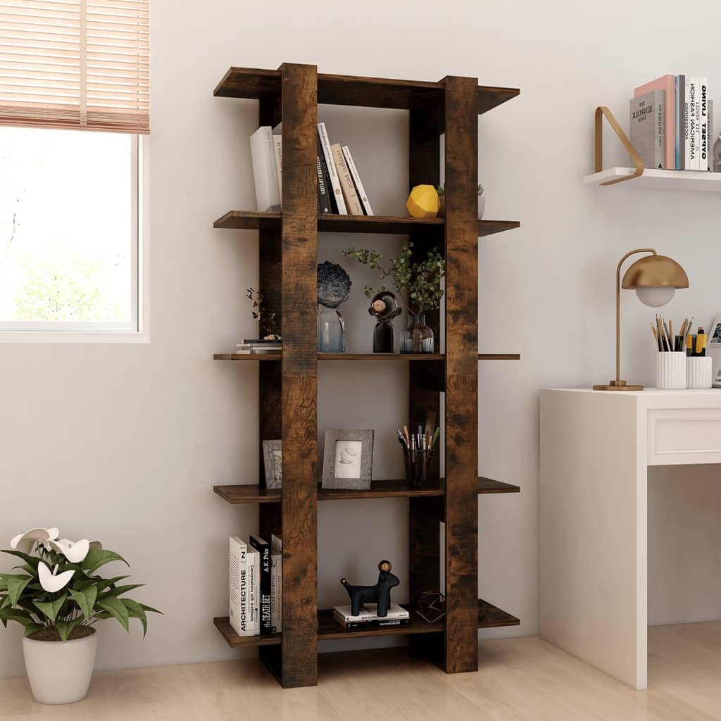 Boekenkast/Kamerscherm 80X30X160 Cm Spaanplaat Gerookt Eiken