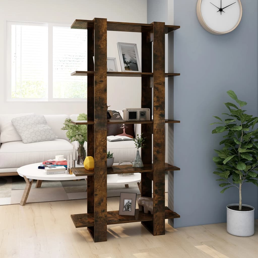 Boekenkast/Kamerscherm 80X30X160 Cm Spaanplaat Gerookt Eiken
