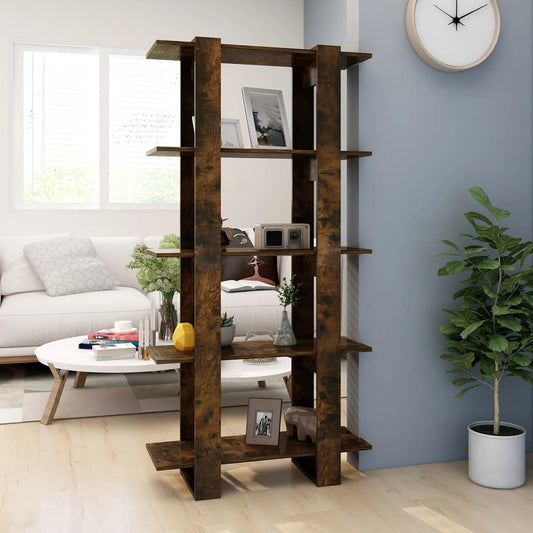 Boekenkast/Kamerscherm 80X30X160 Cm Spaanplaat Gerookt Eiken
