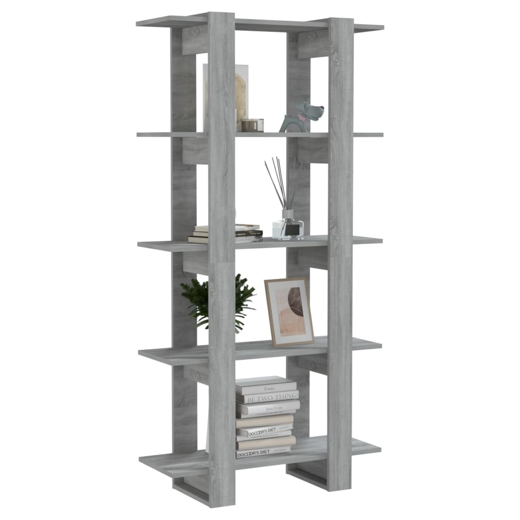 Boekenkast/Kamerscherm 80X30X160 Cm Spaanplaat Grijs Sonoma