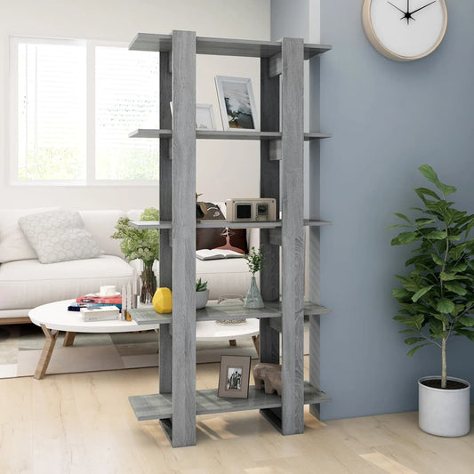 Boekenkast/Kamerscherm 80X30X160 Cm Spaanplaat Grijs Sonoma