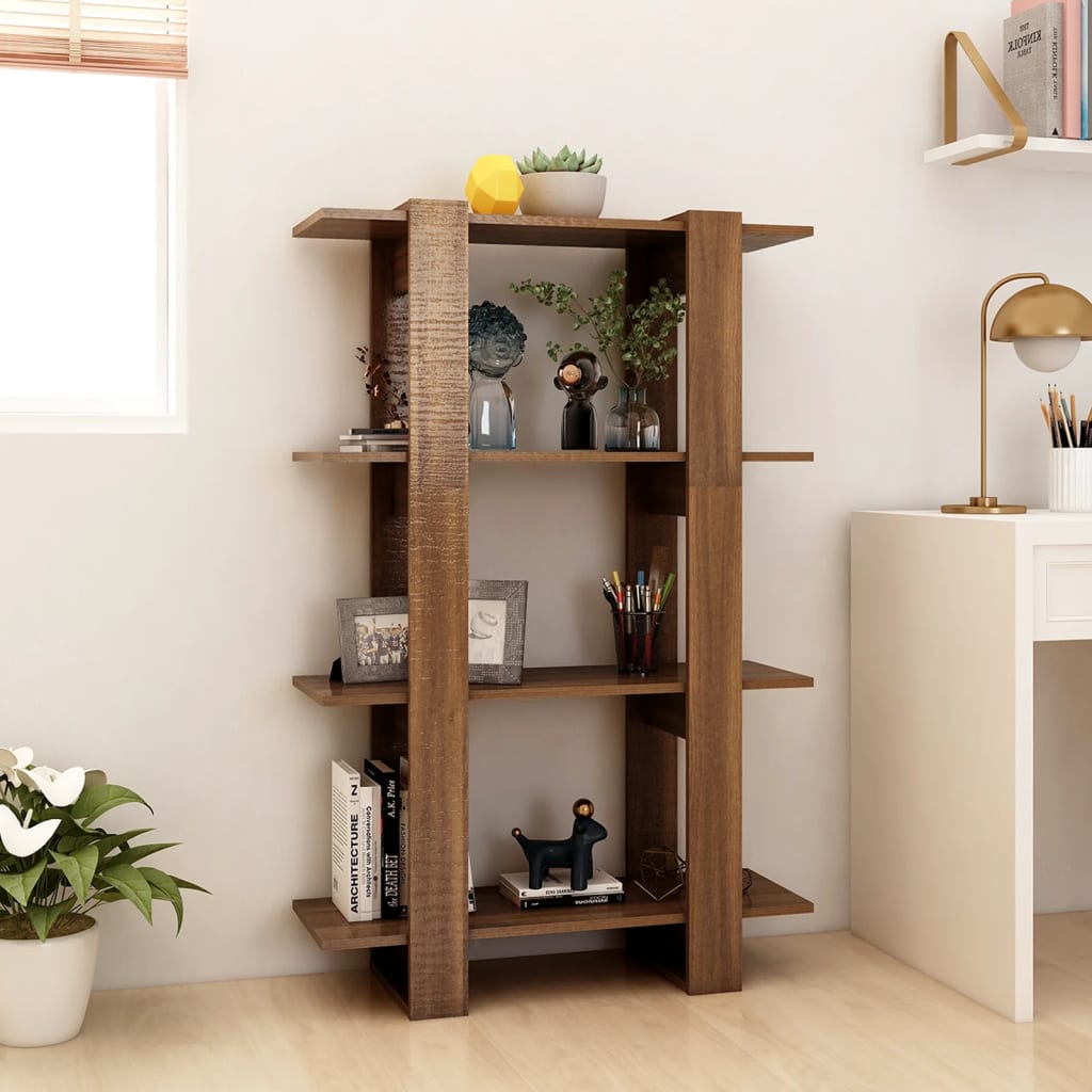 Boekenkast/Kamerscherm 80X30X123,5 Cm Bruineikenkleurig