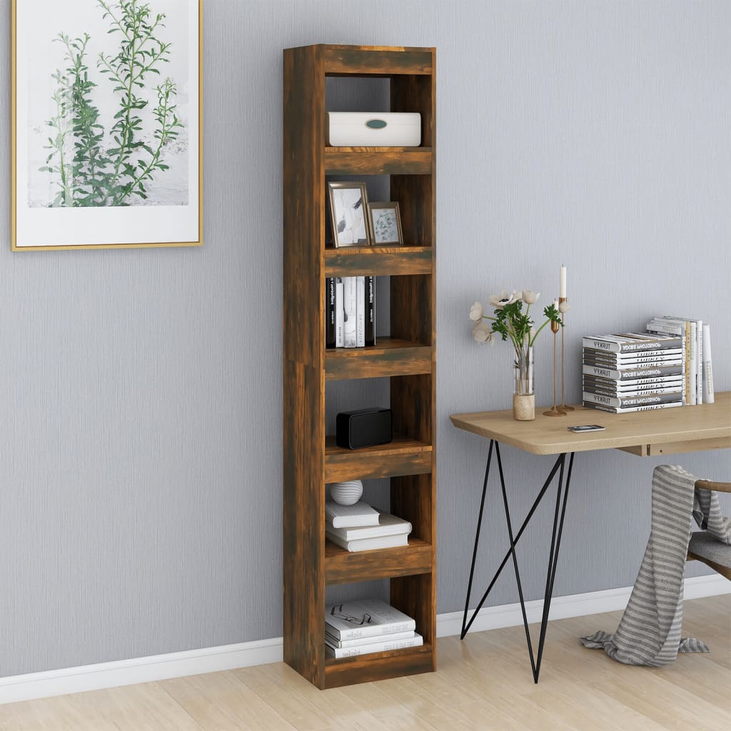 Boekenkast/Kamerscherm 40X30X198 Cm Gerookt Eikenkleurig
