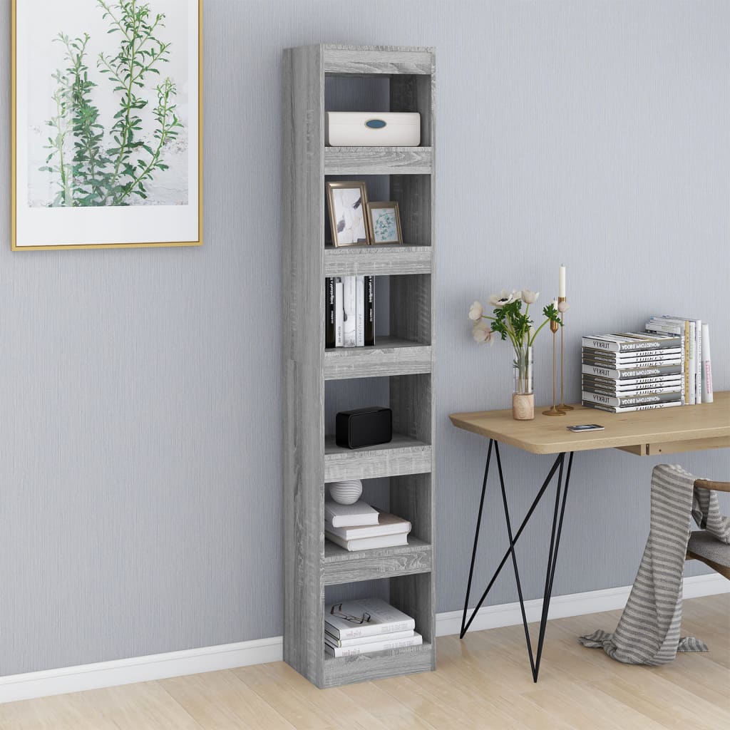 Boekenkast/Kamerscherm 40X30X198 Cm Grijs Sonoma Eikenkleurig
