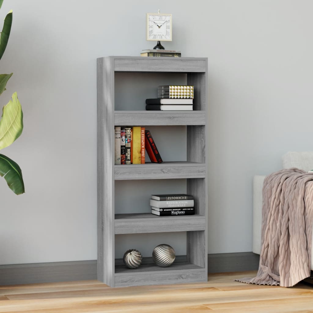 Boekenkast/Kamerscherm 60X30X135 Cm Bewerkt Hout Grijs Sonoma