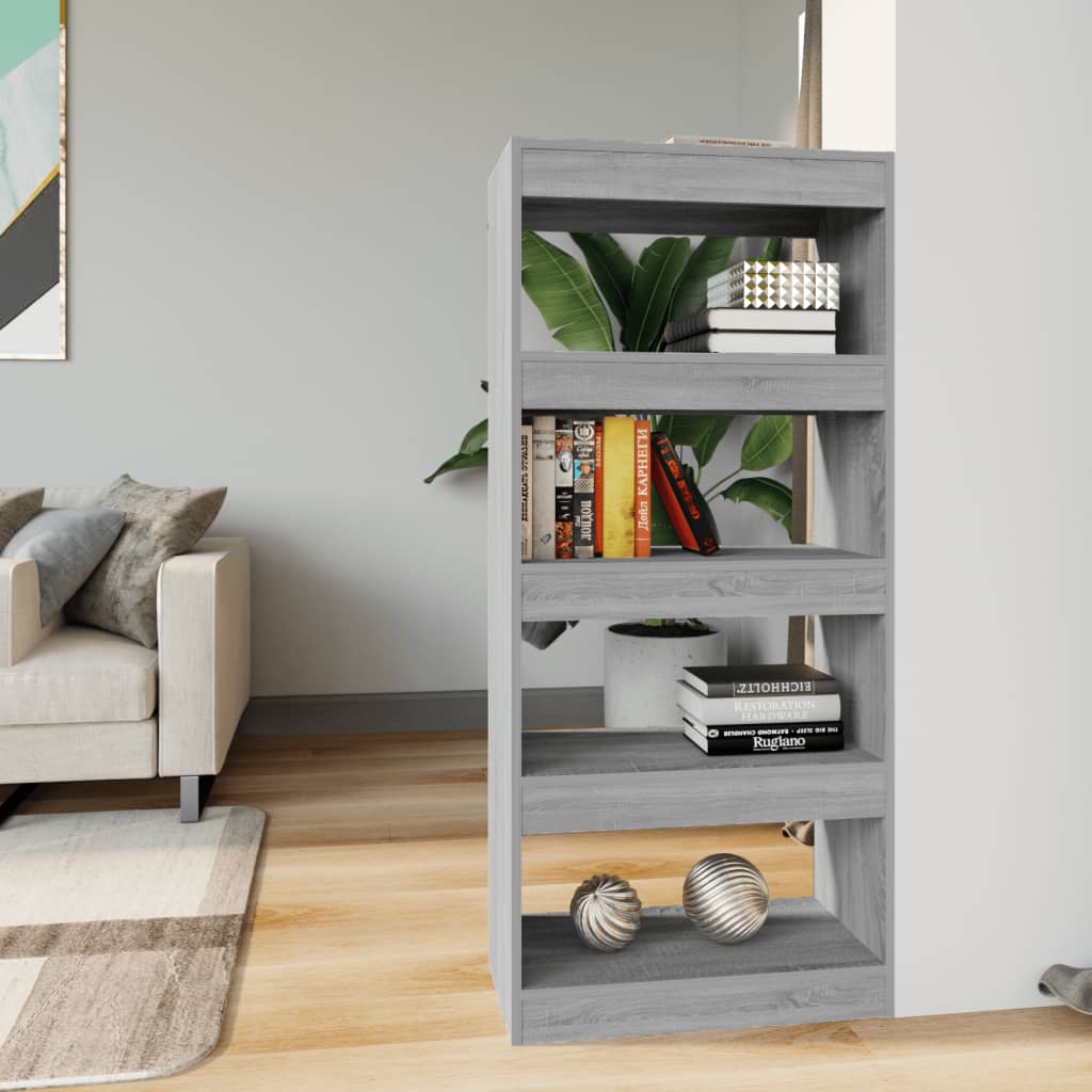 Boekenkast/Kamerscherm 60X30X135 Cm Bewerkt Hout Grijs Sonoma