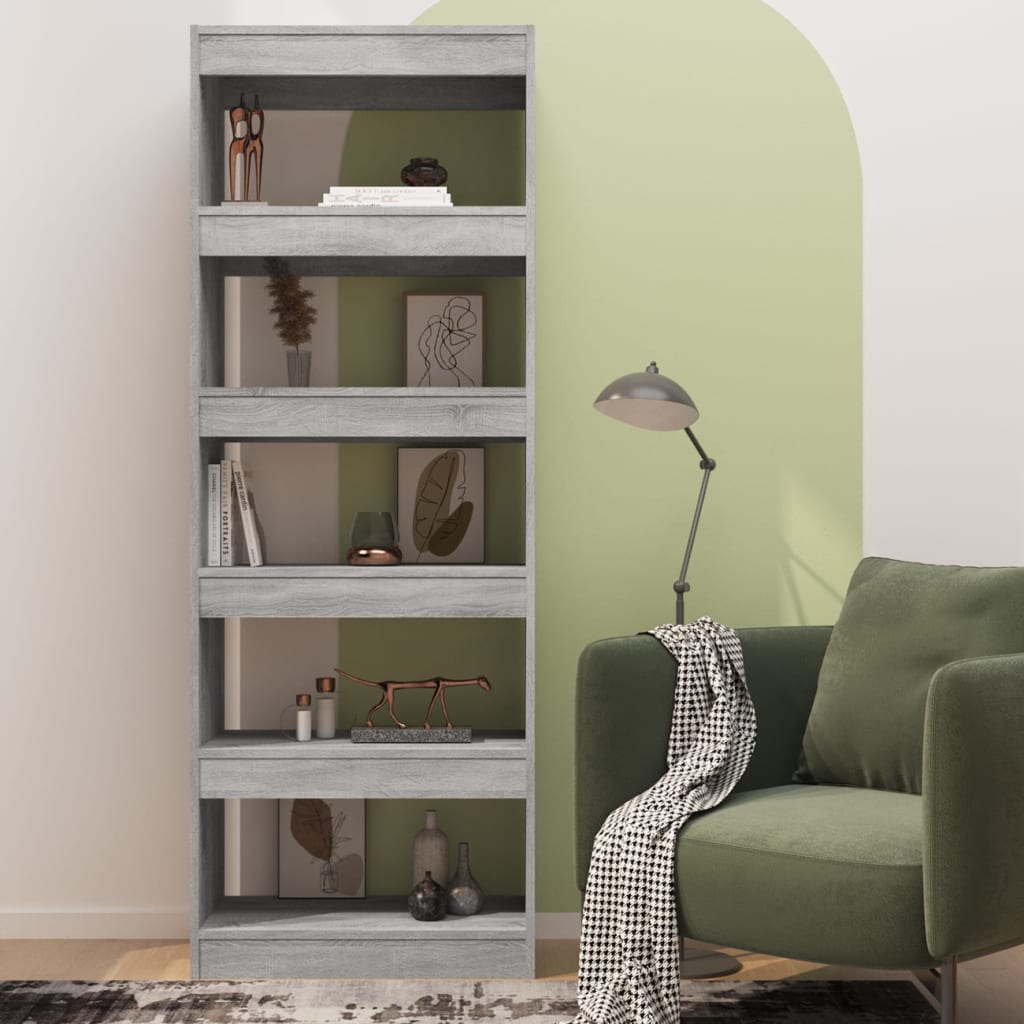 Boekenkast/Kamerscherm 60X30X166 Cm Spaanplaat Grijs Sonoma