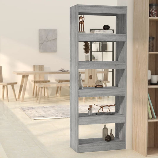 Boekenkast/Kamerscherm 60X30X166 Cm Spaanplaat Grijs Sonoma