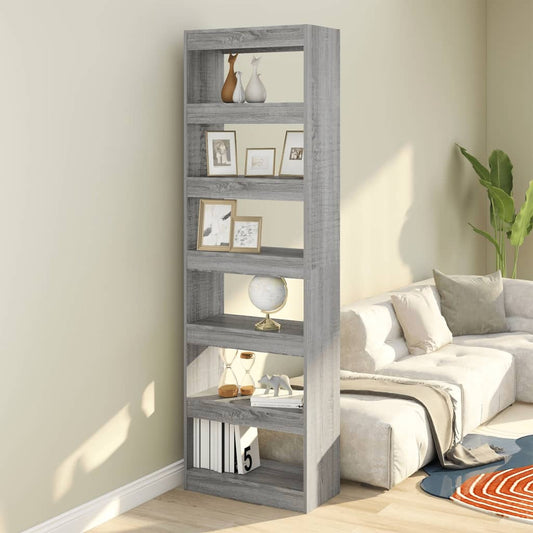 Boekenkast/Kamerscherm 60X30X198 Cm Grijs Sonoma Eikenkleurig