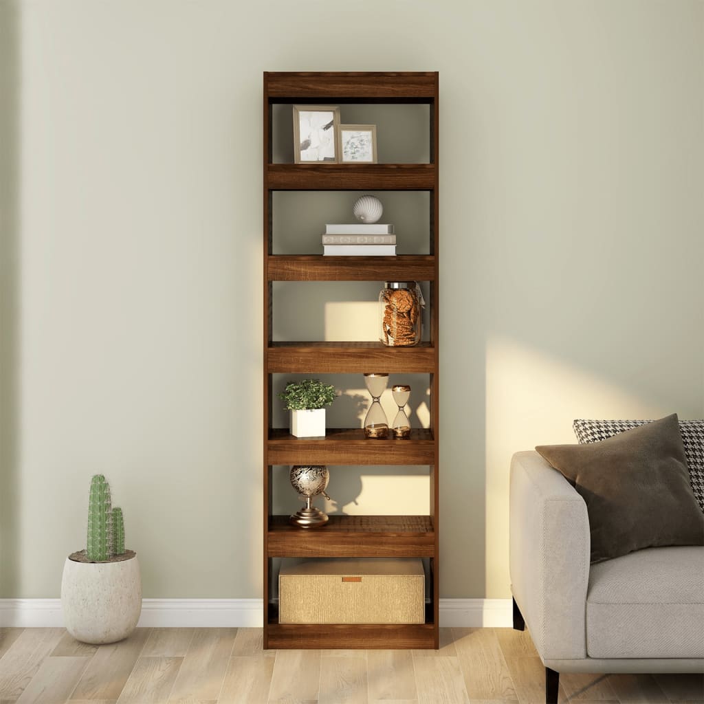 Boekenkast/Kamerscherm 60X30X198 Cm Bruineikenkleurig